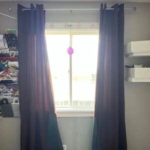 Curtain Set Faux Suede Brown  95”H